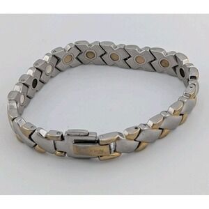 NIKKEN Unisex Triphase Magnetic 2 Tone GOLD/SILVER Link Bracelet - Used